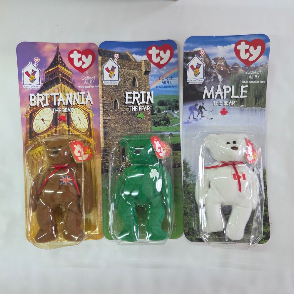 Ty Teenie Beanie Babies McDonald's Set of 3 Multi Britannia Erin Maple 1999 Rare